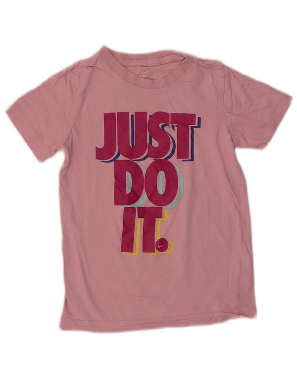 NIKE Girls Graphic T-Shirt Top 6-7 Years XS Pink Cotton
