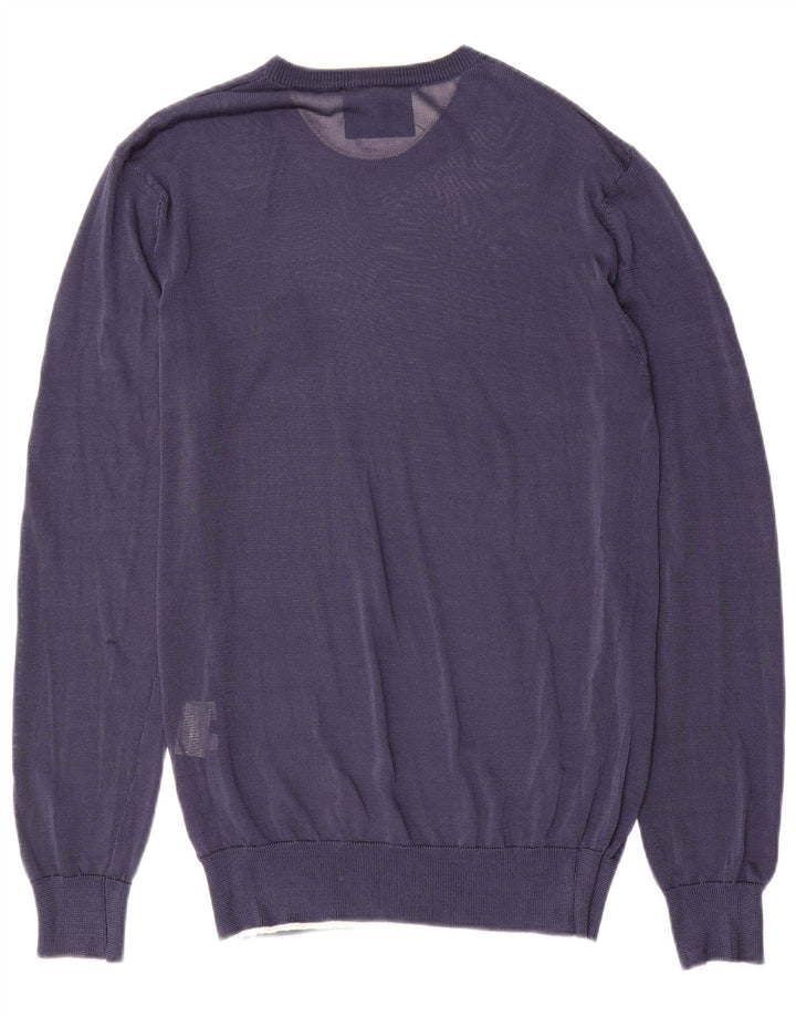 Dolce & Gabbana Mens Crew Neck Jumper Sweater Large Navy Blue Silk