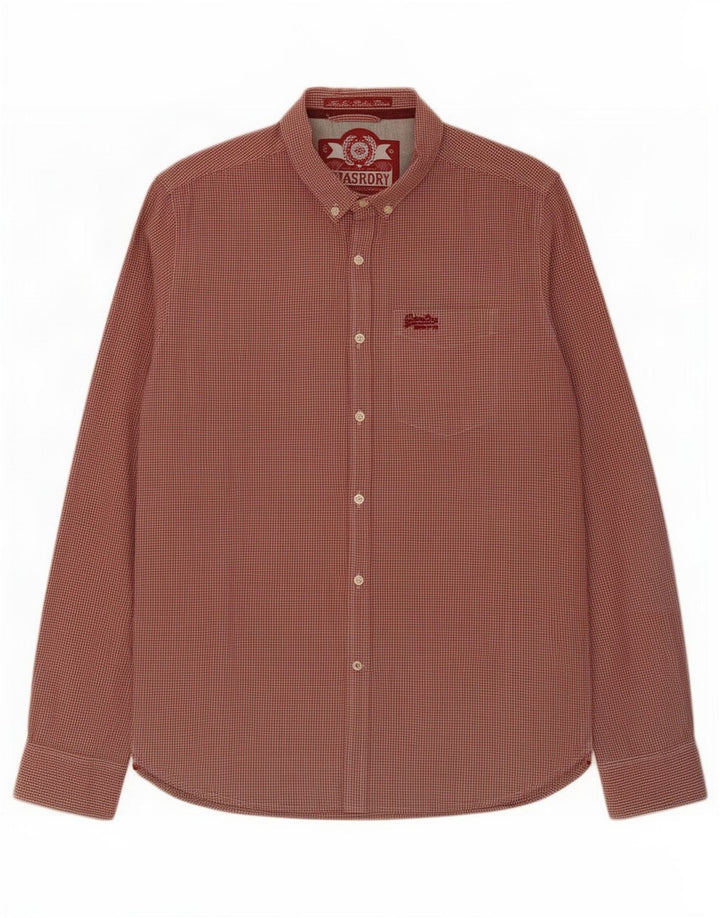 Superdry Mens Shirt Large Red Gingham Cotton