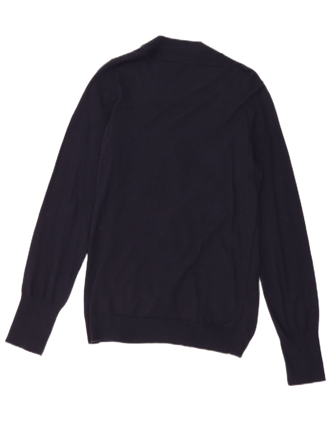 Trussardi Womens Front Tie Cardigan Sweater UK 14 Medium Navy Blue Cotton