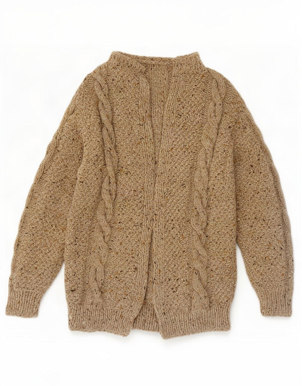 Vintage Womens Open Cardigan Sweater UK 12 Medium Beige Flecked