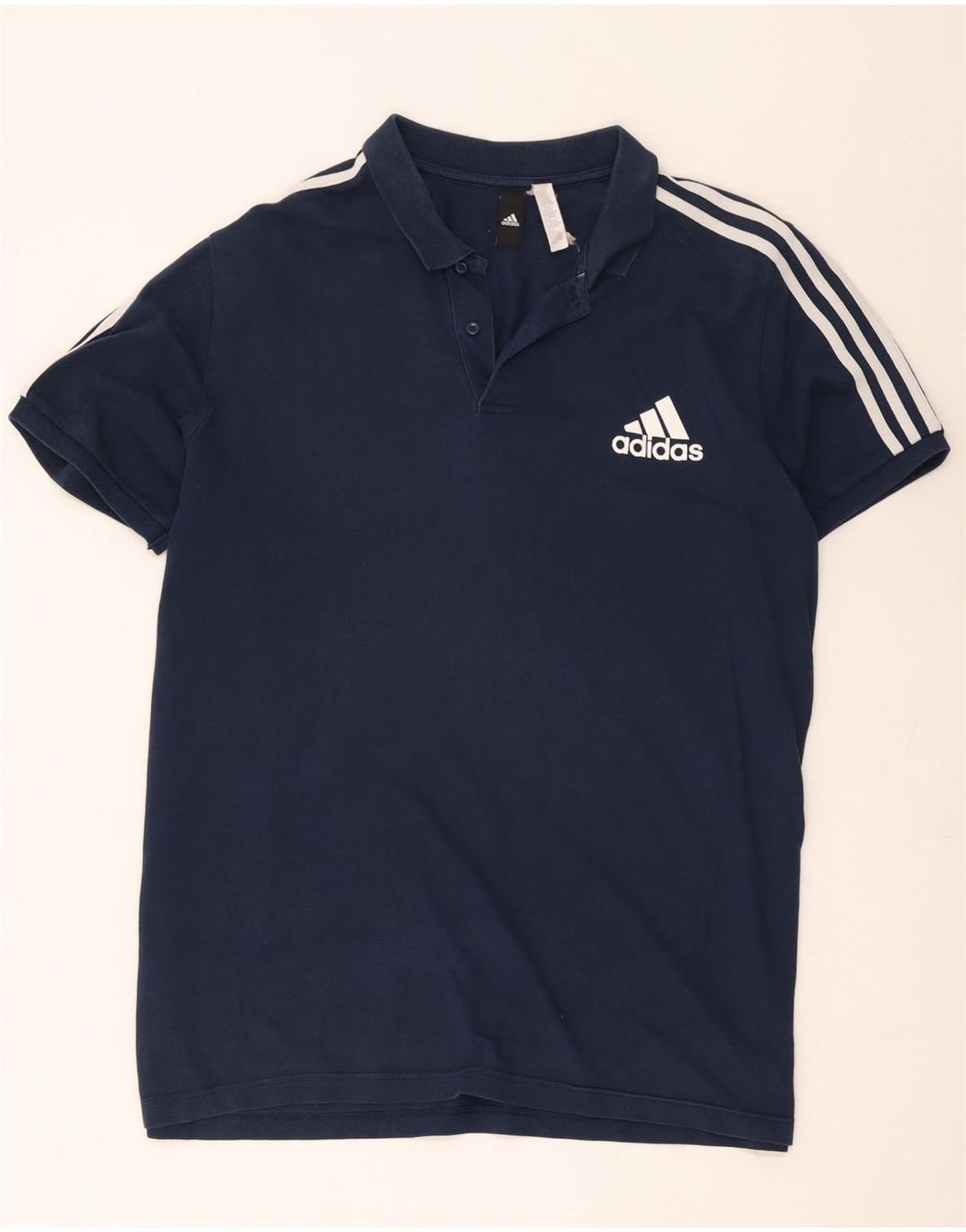 Adidas Mens Polo Shirt Large Navy Blue Cotton