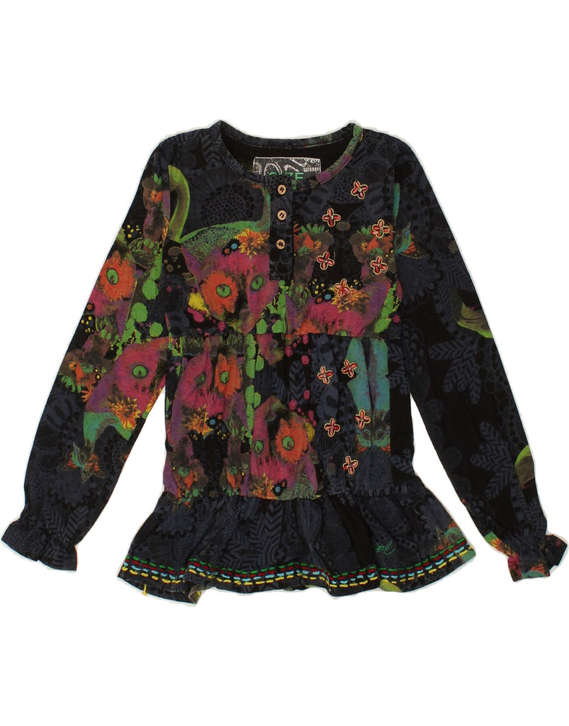 DESIGUAL Girls Top Long Sleeve 9-10 Years Multicoloured Floral Cotton | Vintage Desigual | Thrift | Second-Hand Desigual | Used Clothing | Messina Hembry 