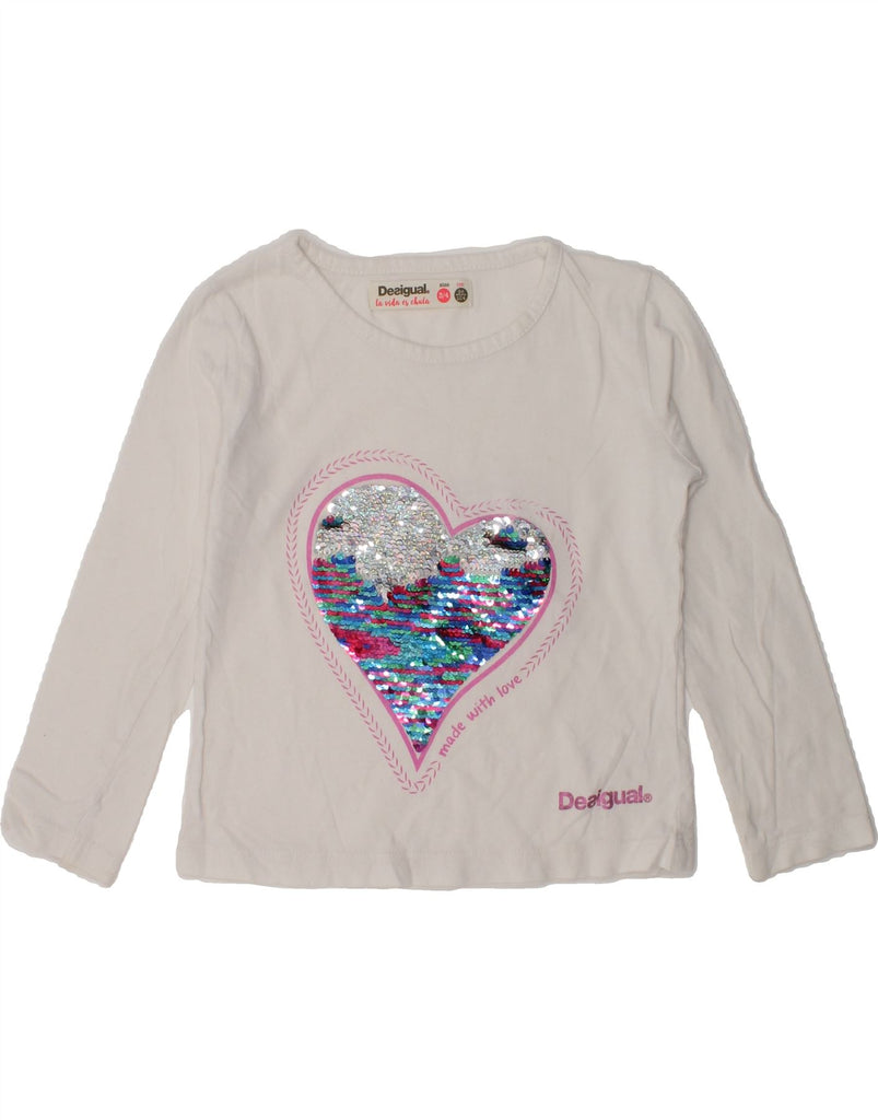 DESIGUAL Girls Graphic Top Long Sleeve 3-4 Years Grey Geometric | Vintage Desigual | Thrift | Second-Hand Desigual | Used Clothing | Messina Hembry 