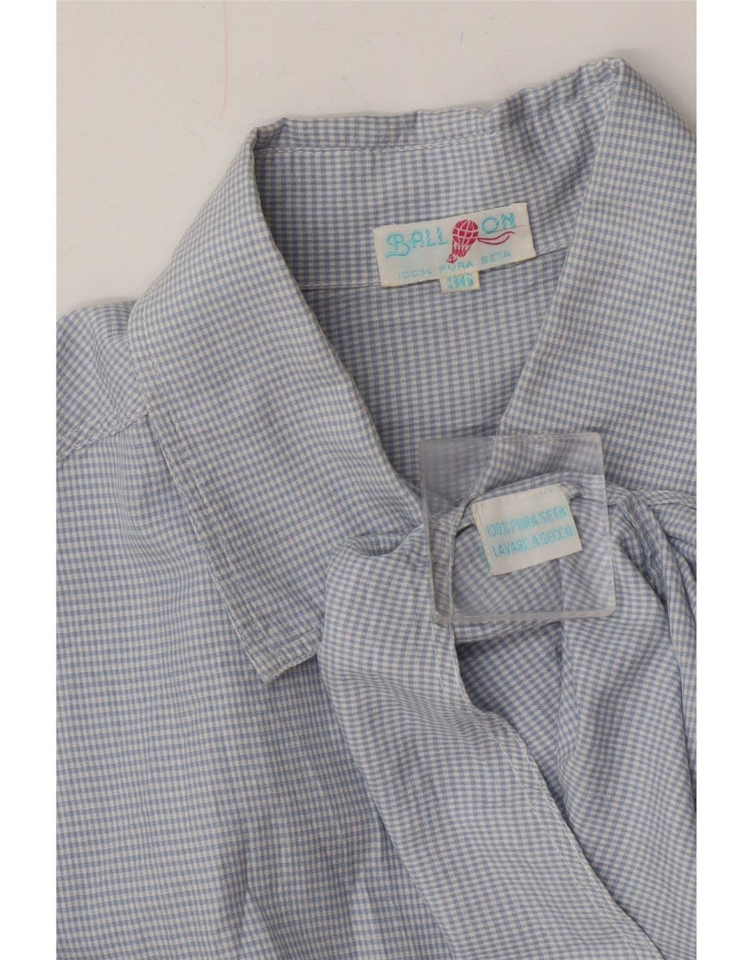 Balloon Womens Oversized Shirt EU 36 Small Blue Gingham Silk