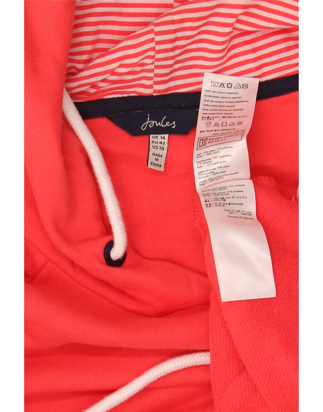 JOULES Womens Oversized Hoodie Jumper UK 14 Large Red Cotton