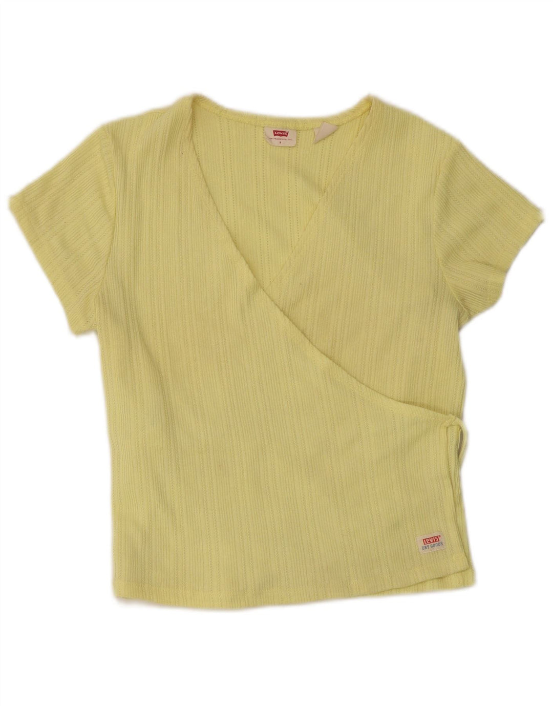 Levi's Womens Crop Wrap Cardigan Top UK 8 Small Yellow Cotton