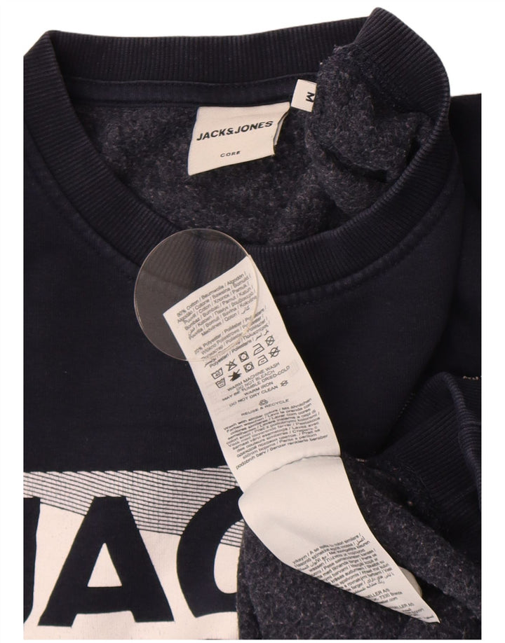 Jack & Jones Mens Graphic Sweatshirt Jumper Medium Navy Blue Cotton