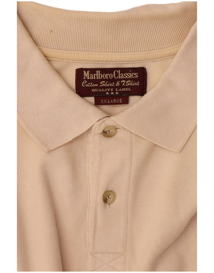 MARLBORO CLASSICS Mens Polo Shirt 2XL Beige Cotton