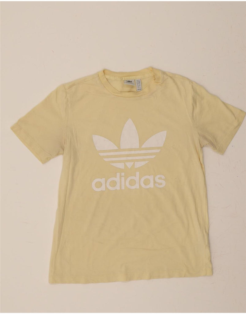 ADIDAS Womens Graphic T-Shirt Top UK 10 Small  Yellow Cotton Vintage Adidas and Second-Hand Adidas from Messina Hembry 