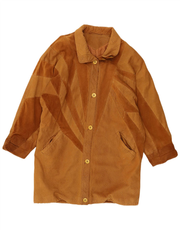 Barth Womens Suede Overcoat UK 16 Large Brown Leather