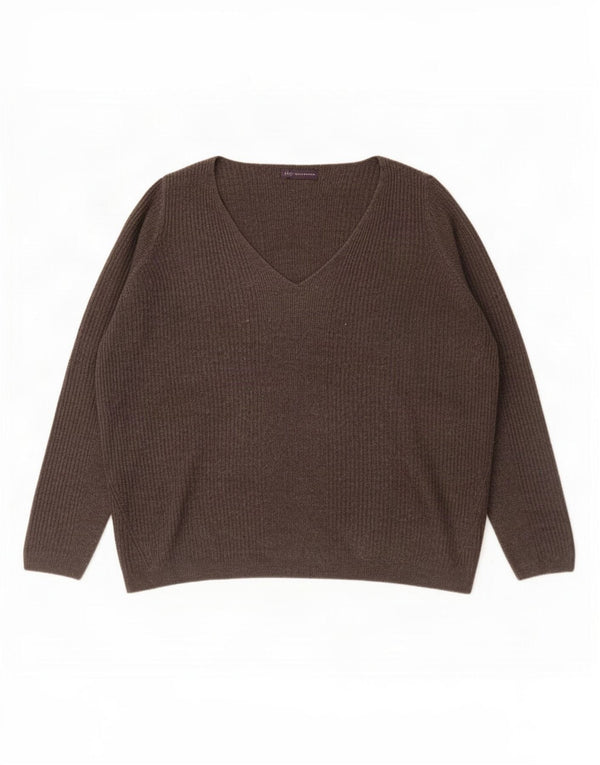 Marks & Spencer Womens Oversized V-Neck Jumper Sweater UK 20 2XL Grey