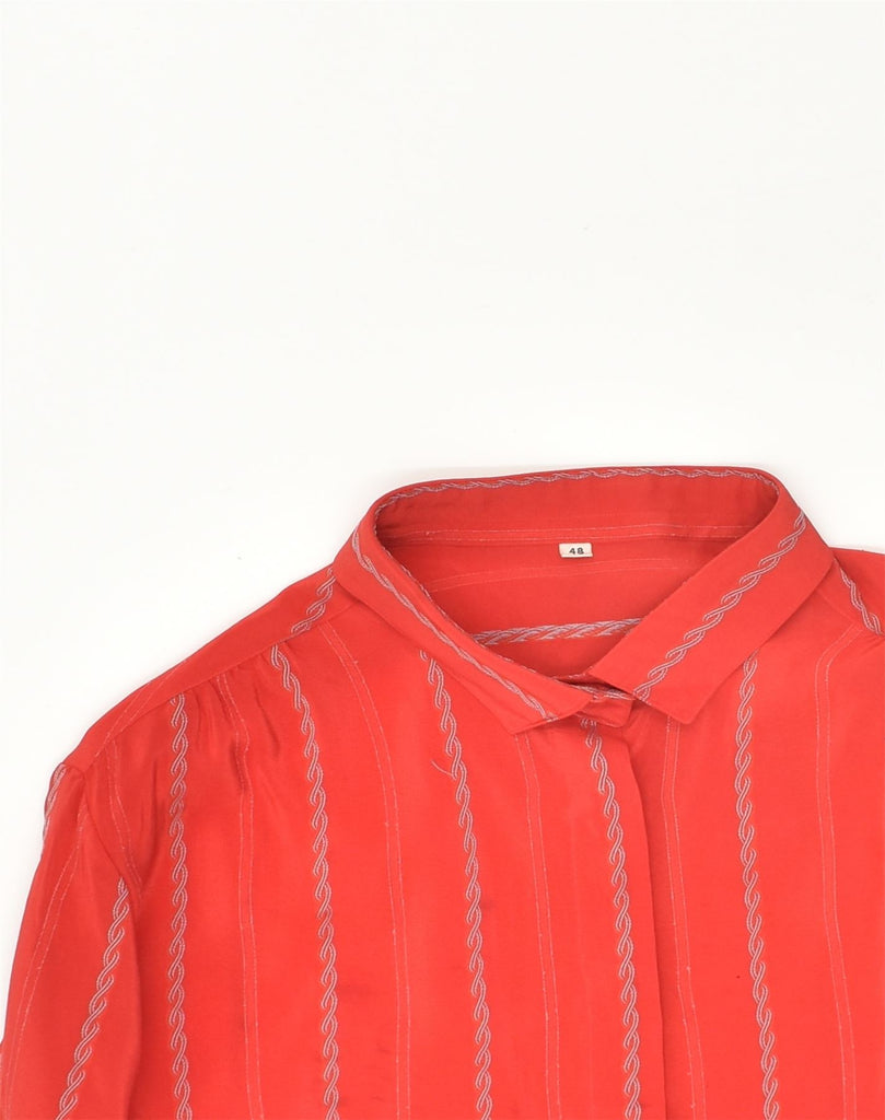 VINTAGE Womens Shirt IT 48 XL Red Pinstripe Polyester | Vintage Vintage | Thrift | Second-Hand Vintage | Used Clothing | Messina Hembry 