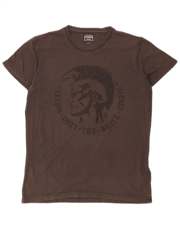 Diesel Mens Graphic T-Shirt Top Large Grey Cotton