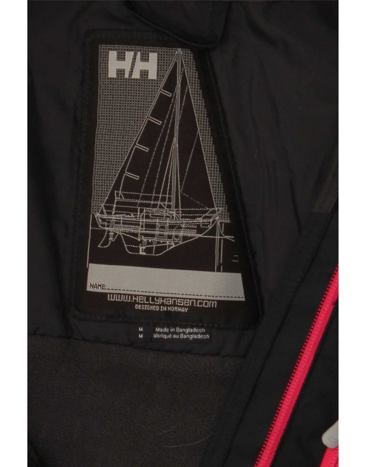 Helly Hansen Womens Graphic Windbreaker Jacket UK 14 Medium Black Polyester