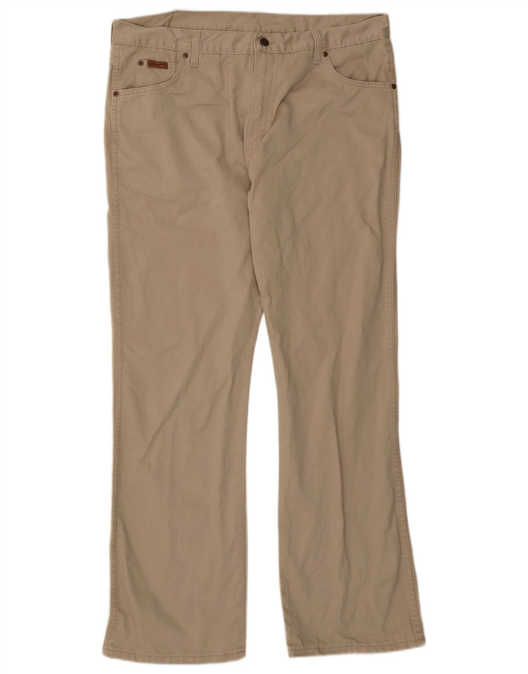 WRANGLER Mens Bootcut Casual Trousers W38 L32 Beige Cotton