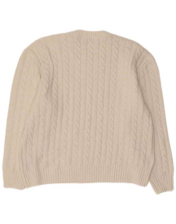 Hollister Womens Oversized Crew Neck Jumper Sweater UK 6 XS White Polyester