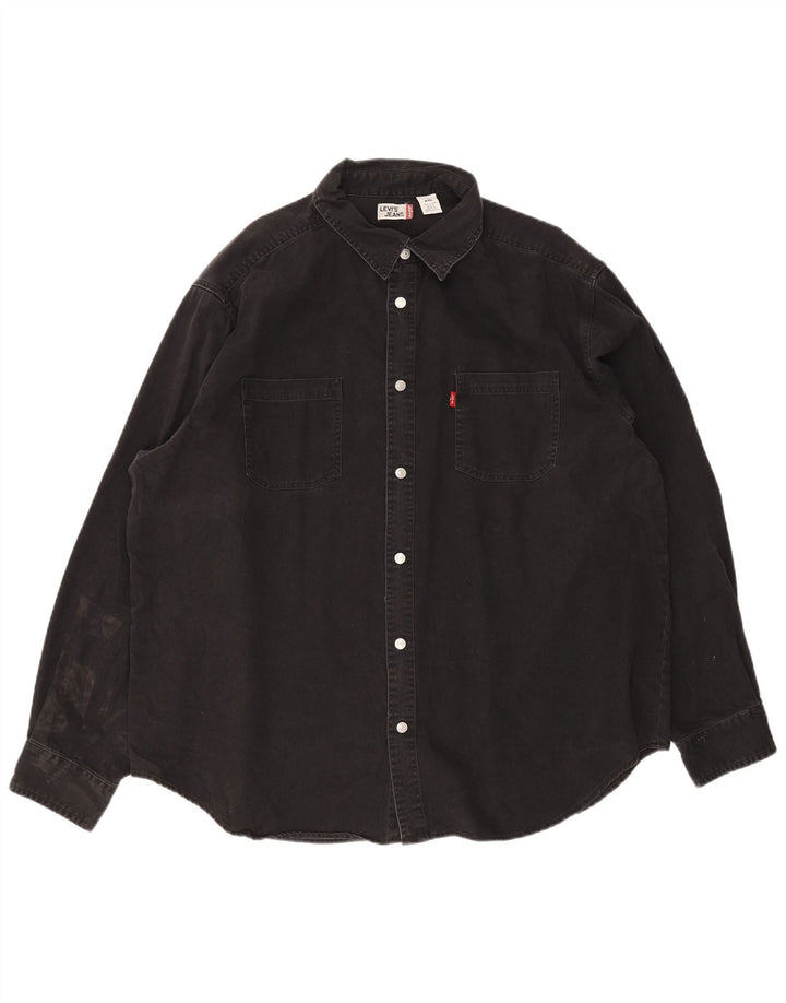 Levi's Mens Denim Shirt 2XL Black Cotton