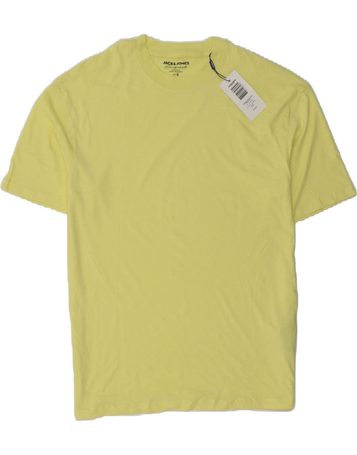 JACK & JONES Mens T-Shirt Top Small Yellow Cotton Vintage Jack & Jones and Second-Hand Jack & Jones from Messina Hembry 