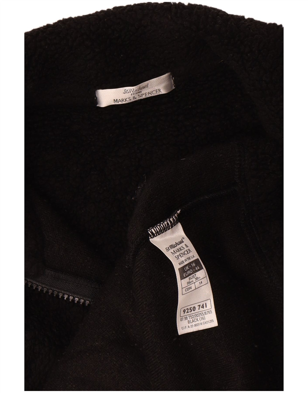 Marks & Spencer Womens Fleece Jacket UK 16 Large Black Polyester