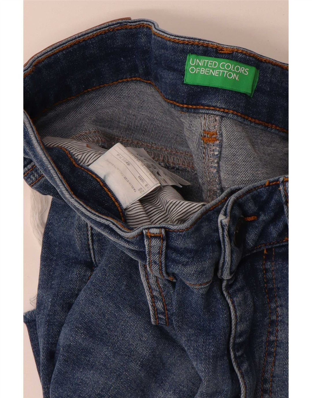 Benetton Womens Straight Jeans W28 L28 Blue Cotton