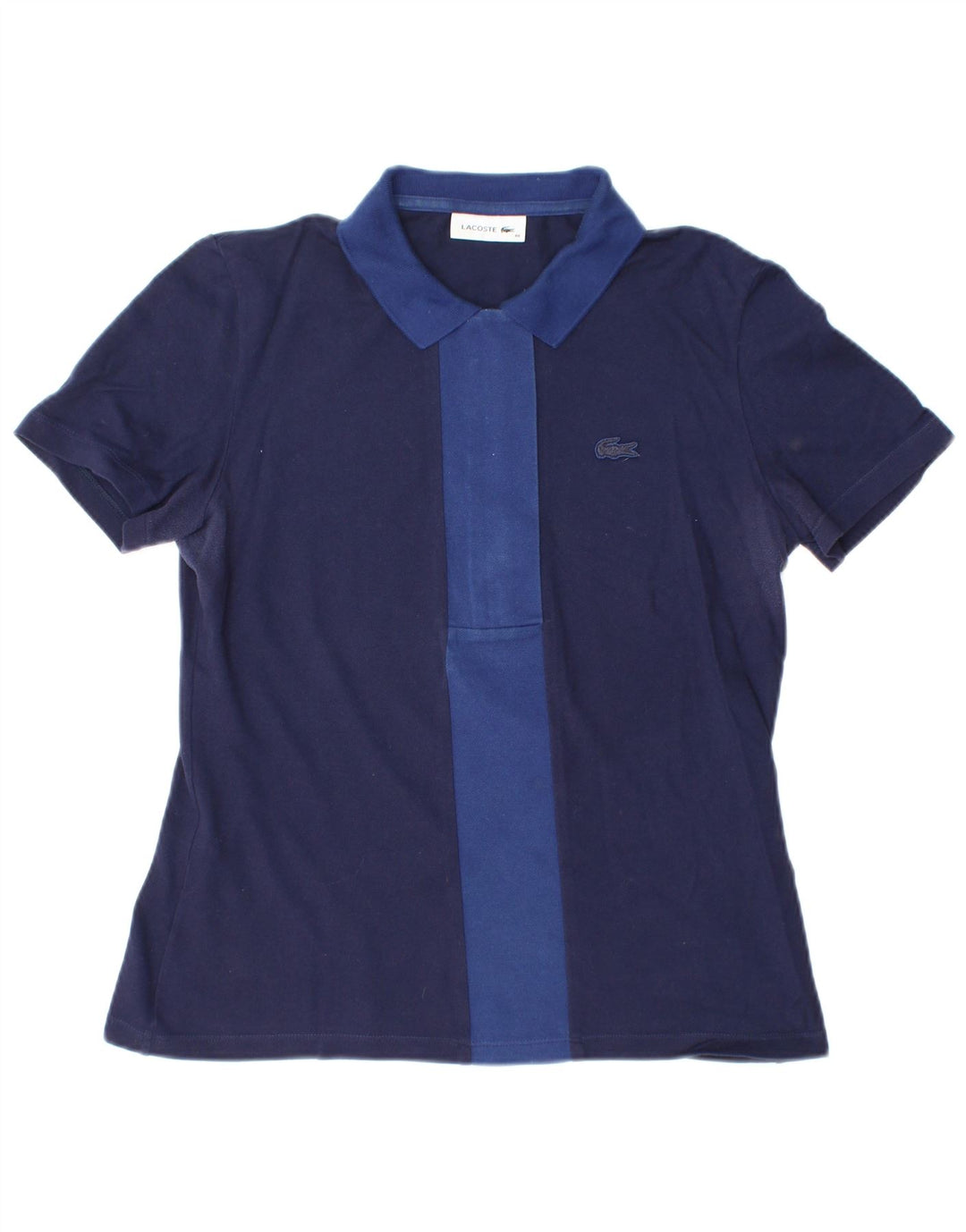 LACOSTE Womens Polo Shirt Size 40 Medium Navy Blue Colourblock Cotton