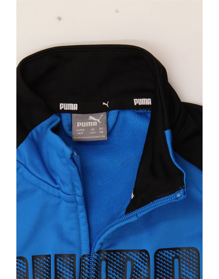 PUMA Boys Graphic Tracksuit Top Jacket 7-8 Years  Blue Colourblock Vintage Puma and Second-Hand Puma from Messina Hembry 