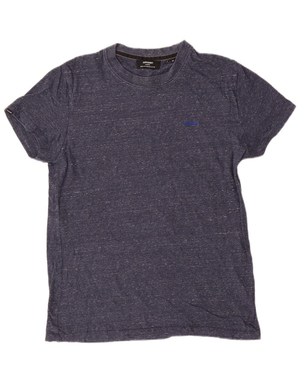Superdry Mens T-Shirt Top Medium Navy Blue Flecked Cotton