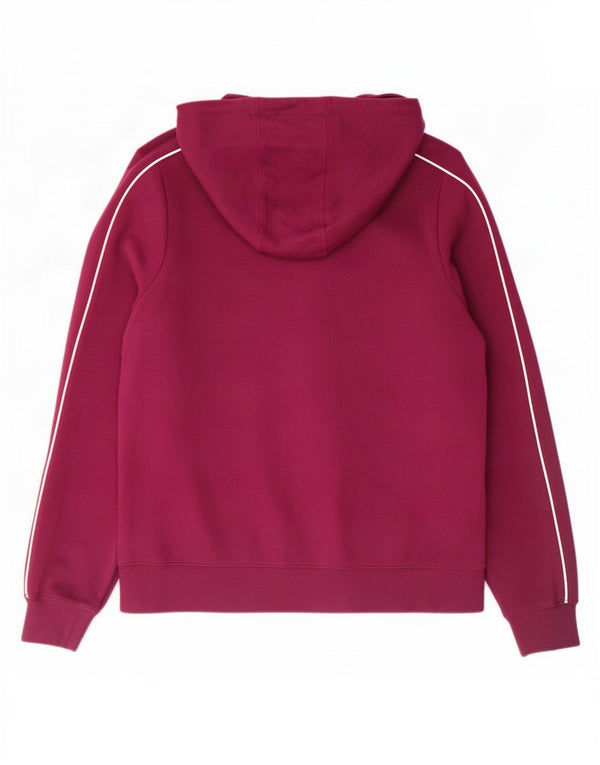 Nike Womens Zip Hoodie Sweater UK 14 Medium Maroon Cotton