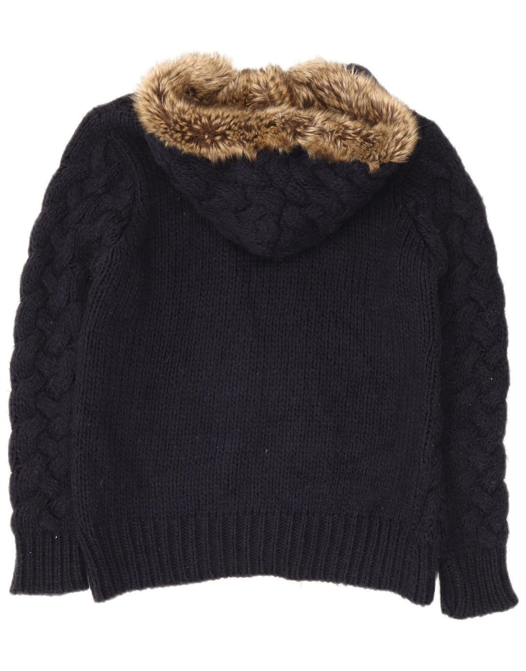 Zara Mens Hooded Cardigan Sweater Large Navy Blue