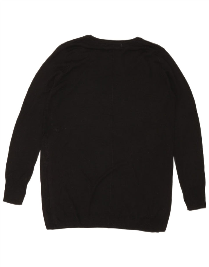 Zara Womens Oversized Crew Neck Jumper Sweater UK 10 Small Black Viscose