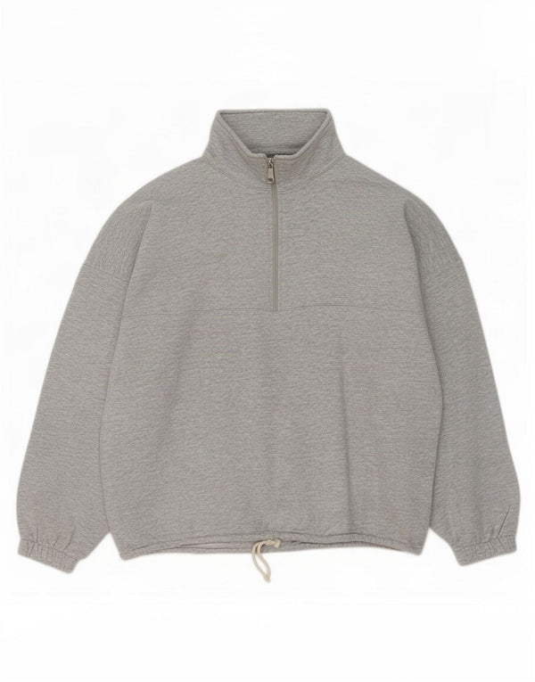 Vintage Mens Zip Neck Sweatshirt Jumper XL Grey
