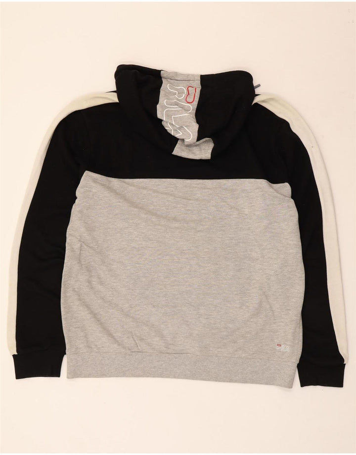Fila Mens Graphic Hoodie Jumper Large Grey Colourblock