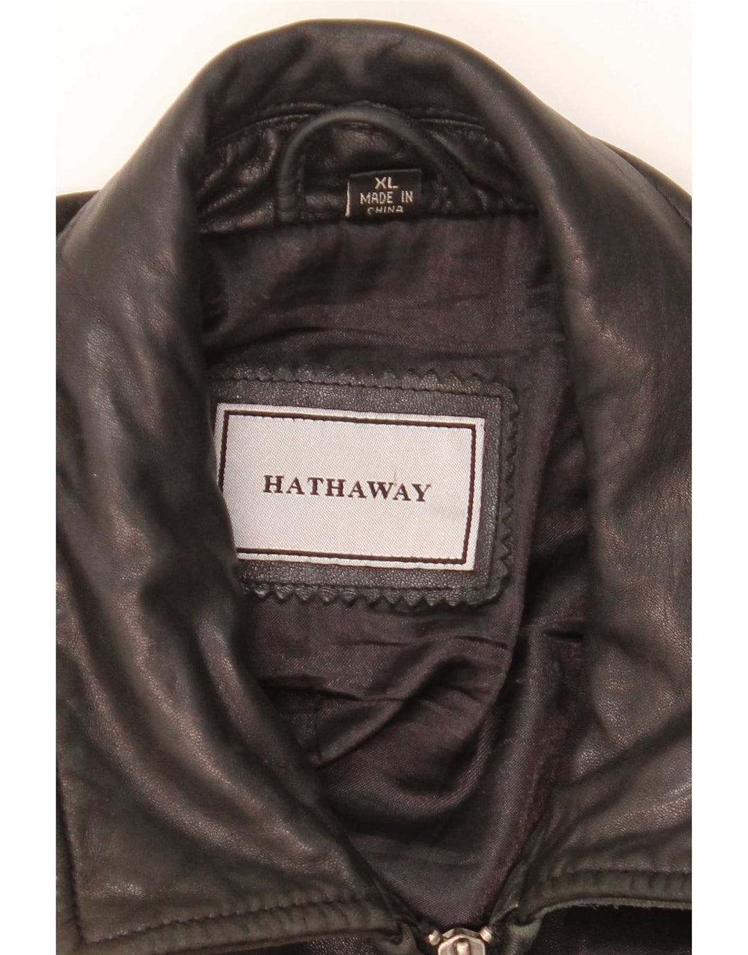 Hathaway Mens Leather Jacket UK 42 XL Black Leather