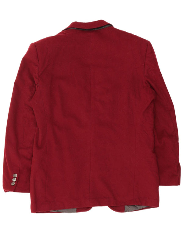 Lebole Mens 2 Button Blazer Jacket IT 48 Medium Burgundy Wool