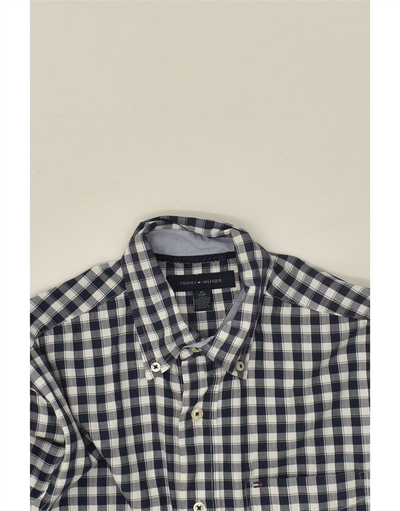 TOMMY HILFIGER Mens Shirt XS Navy Blue Check Cotton | Vintage Tommy Hilfiger | Thrift | Second-Hand Tommy Hilfiger | Used Clothing | Messina Hembry 