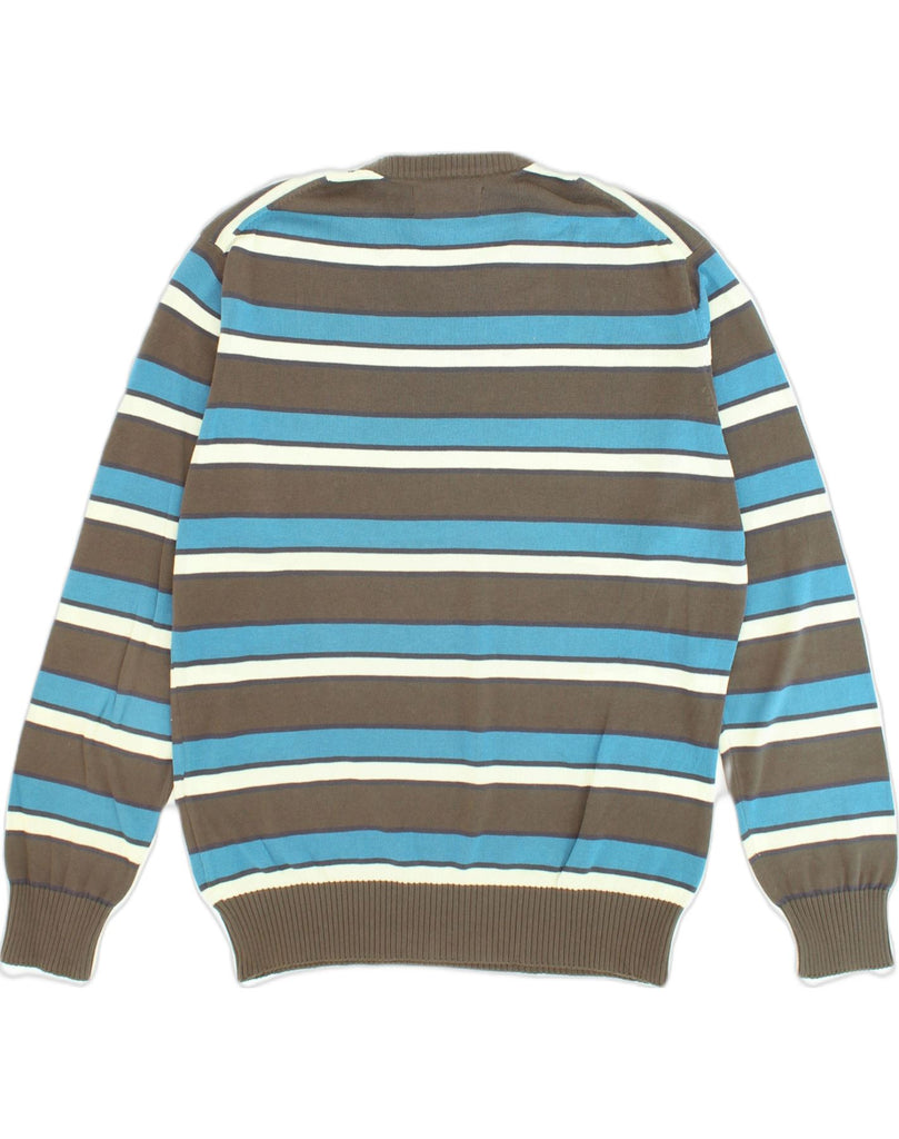 MARLBORO CLASSICS Mens Crew Neck Jumper Sweater Large Brown Striped Cotton | Vintage Marlboro Classics | Thrift | Second-Hand Marlboro Classics | Used Clothing | Messina Hembry 