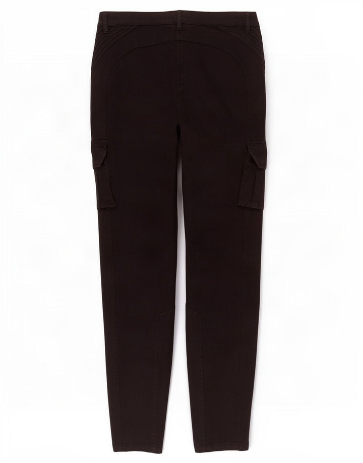 Zara Womens Slim Cargo Trousers EU 40 Medium W30 L30 Black Cotton