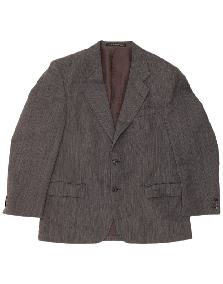 Marks & Spencer Mens 2 Button Blazer Jacket UK 40 Large Grey Wool