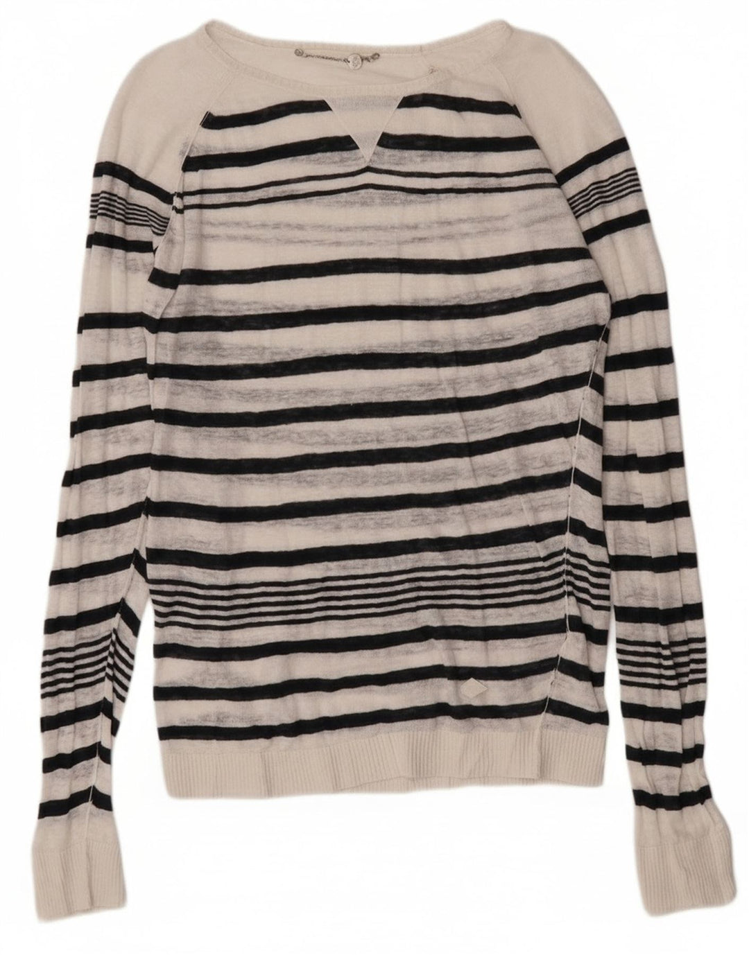 Diesel Womens Boat Neck Jumper Sweater UK 14 Medium White Striped
