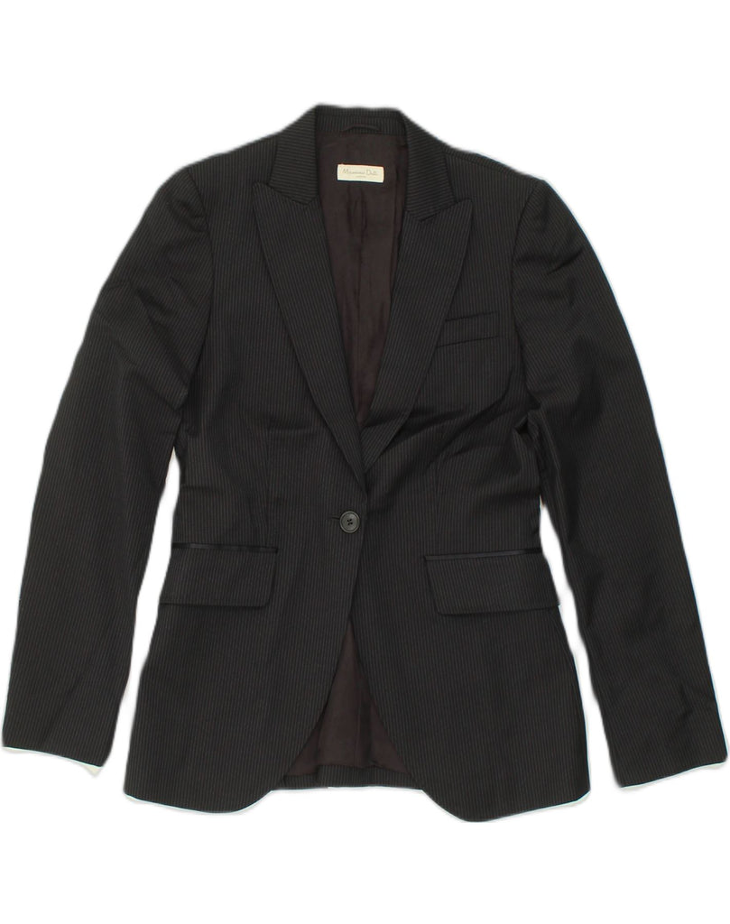 MASSIMO DUTTI Womens 1 Button Blazer Jacket EU 38 Medium Black Viscose | Vintage Massimo Dutti | Thrift | Second-Hand Massimo Dutti | Used Clothing | Messina Hembry 