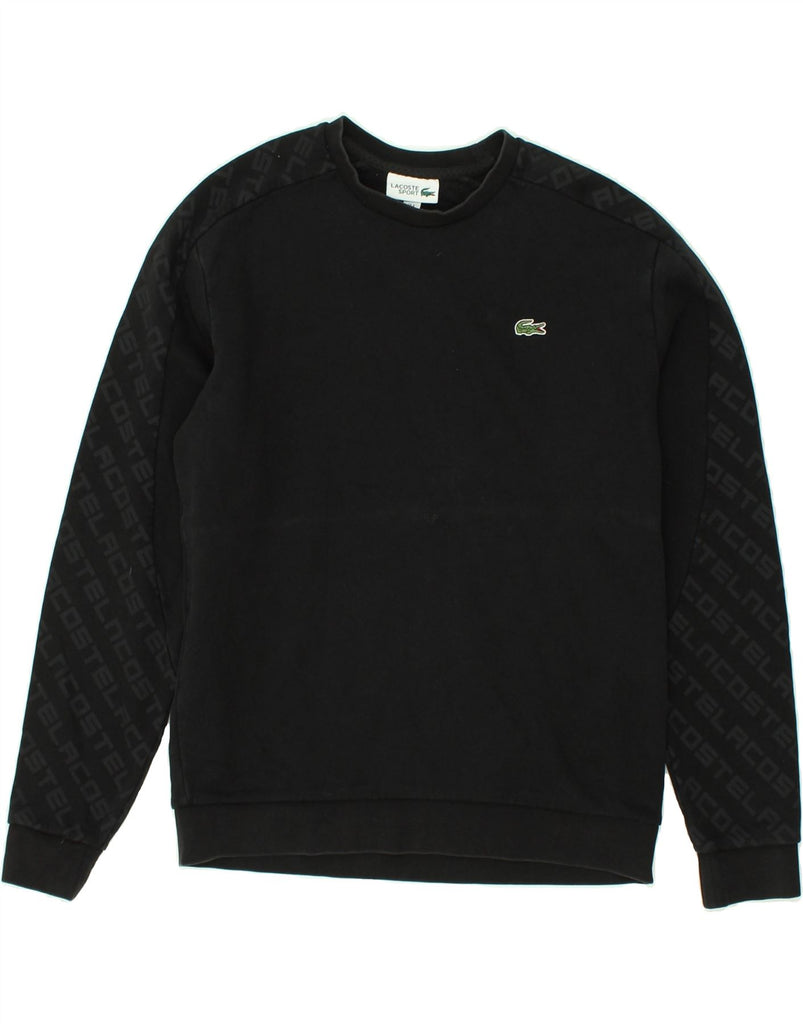 LACOSTE Mens Graphic Sweatshirt Jumper Size 4 Medium Black Cotton | Vintage Lacoste | Thrift | Second-Hand Lacoste | Used Clothing | Messina Hembry 