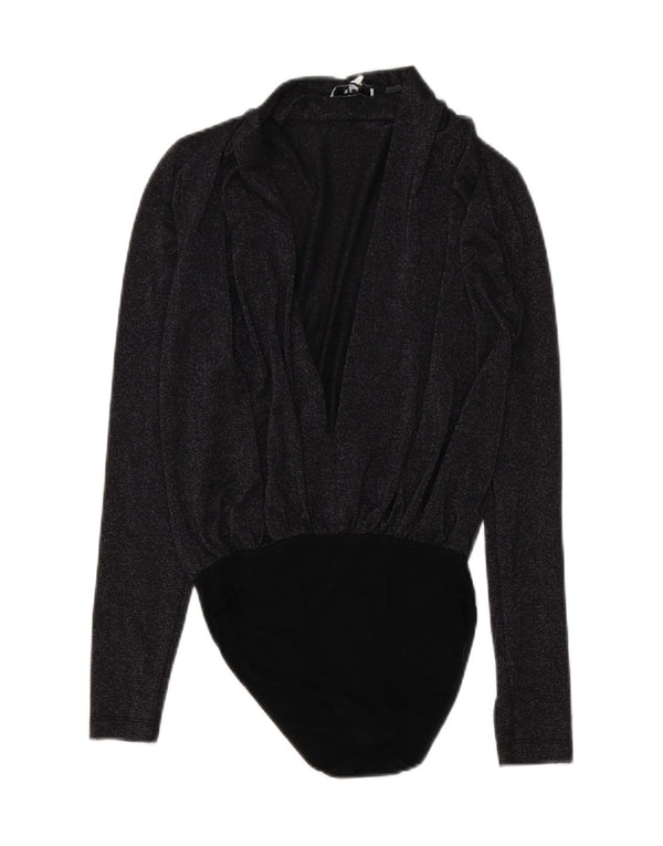 Reiss Womens Long Sleeve Bodysuit UK 6 XS Grey Viscose