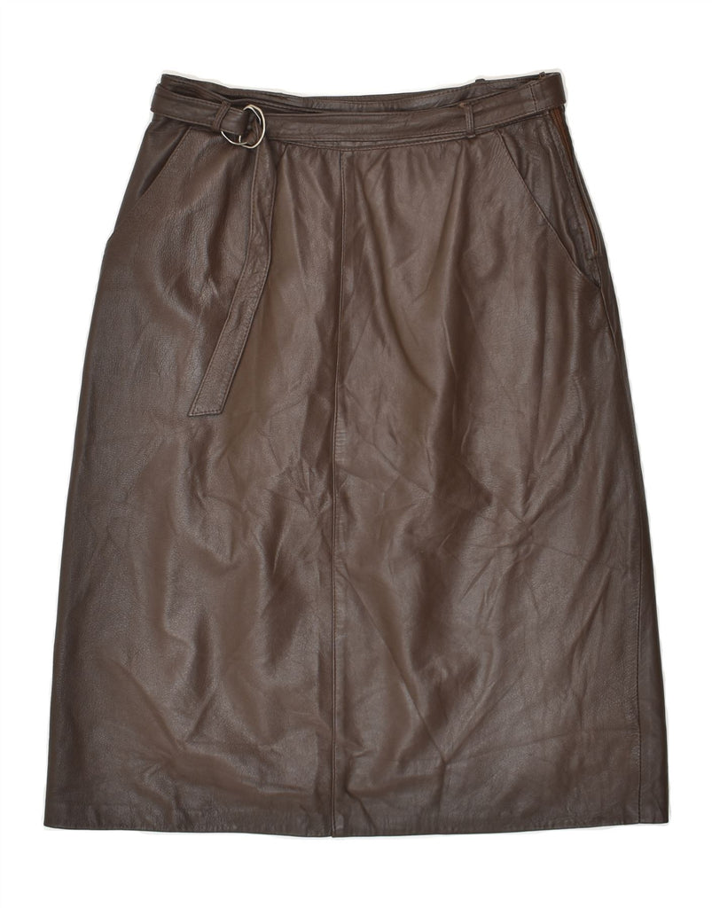 VINTAGE Womens Leather Skirt W30 Medium  Brown | Vintage Vintage | Thrift | Second-Hand Vintage | Used Clothing | Messina Hembry 