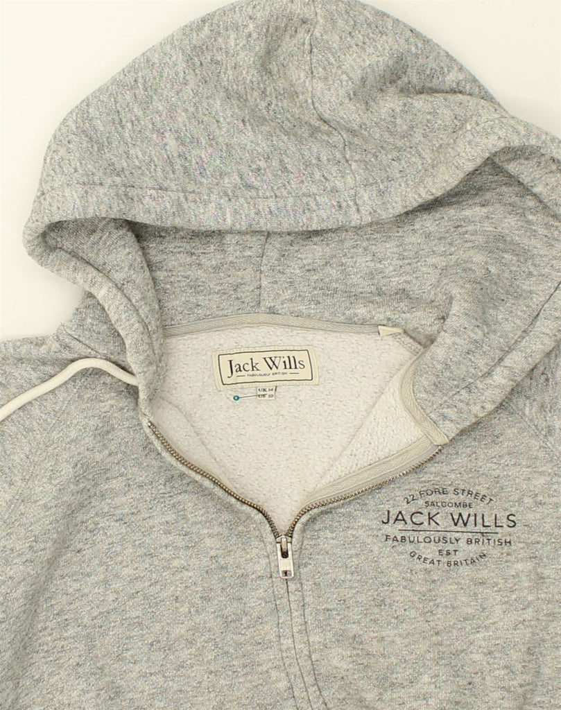 JACK WILLS Womens Zip Hoodie Sweater UK 14 Large  Grey Cotton | Vintage Jack Wills | Thrift | Second-Hand Jack Wills | Used Clothing | Messina Hembry 