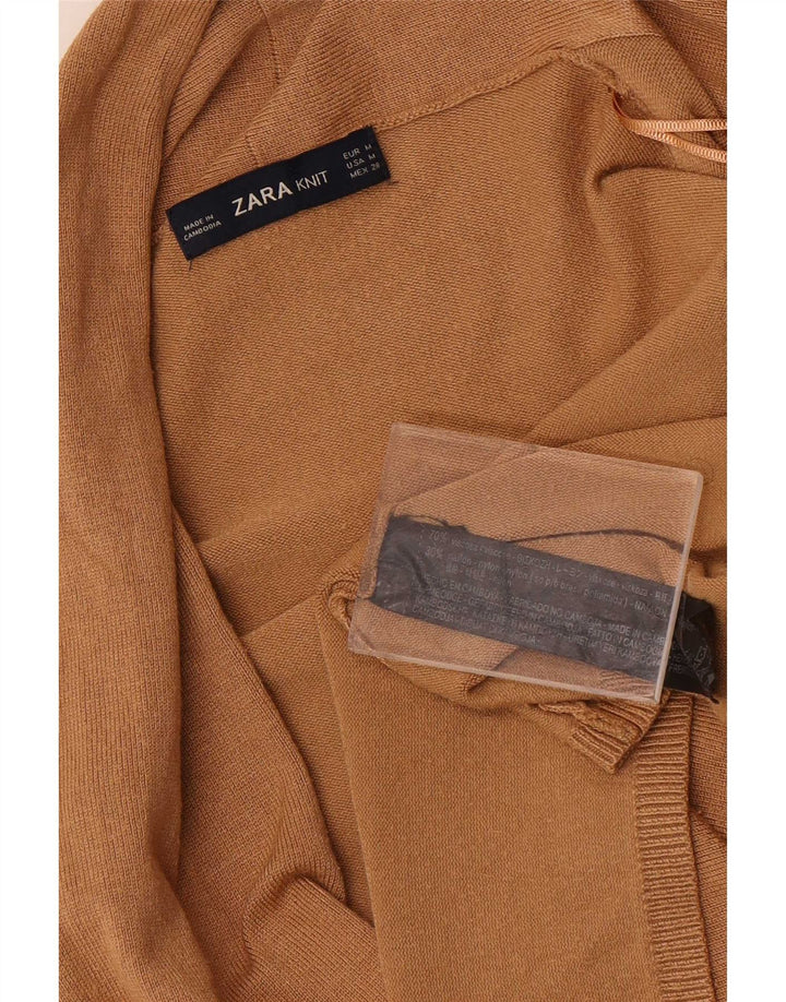 Zara Womens Cardigan Sweater UK 12 Medium Beige Viscose
