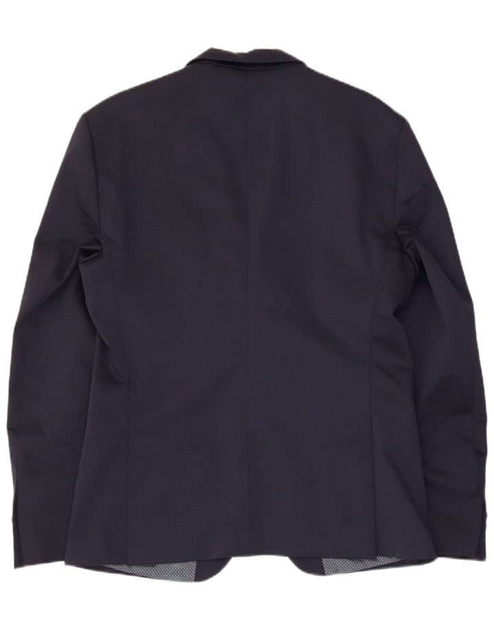 Zara Mens 2 Button Blazer Jacket EU 42 Large Navy Blue Polyester