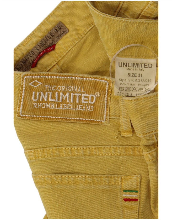 UNLIMITED Mens Cropped Jeans W31 L25 Yellow Cotton