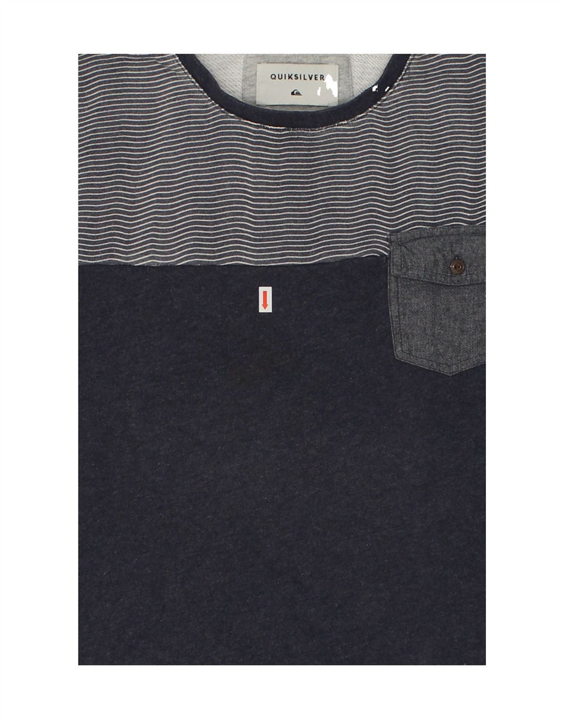 QUIKSILVER Mens Sweatshirt Jumper XL Navy Blue Colourblock | Vintage Quiksilver | Thrift | Second-Hand Quiksilver | Used Clothing | Messina Hembry 