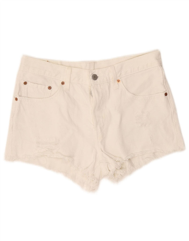 Levi's Womens 501 Distressed Denim Shorts W26 Small White Cotton